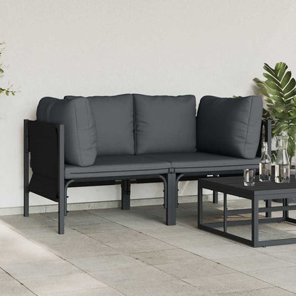 Gartenmöbel mit Kissen mit Kissen 2 pcs Anthrazit Stahl