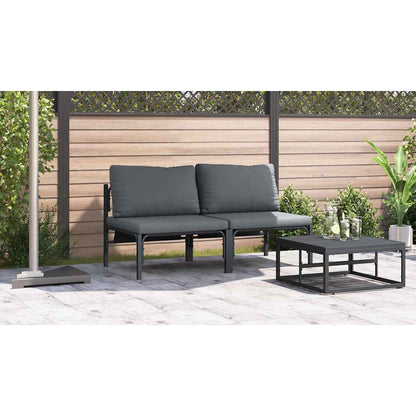 Gartenmöbel mit Kissen mit Kissen 2 pcs Anthrazit Stahl