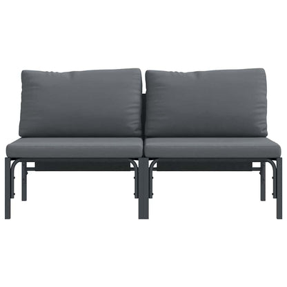 Gartenmöbel mit Kissen mit Kissen 2 pcs Anthrazit Stahl