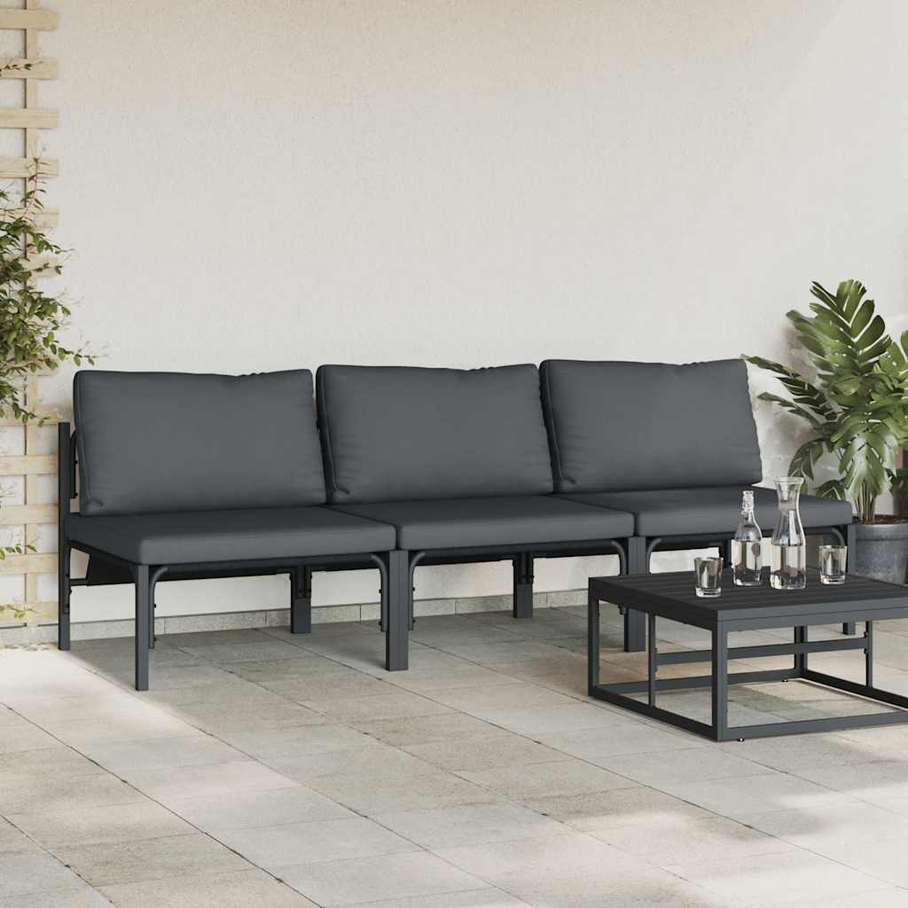 Gartenmöbel mit Kissen mit Kissen 3 pcs Anthrazit Stahl