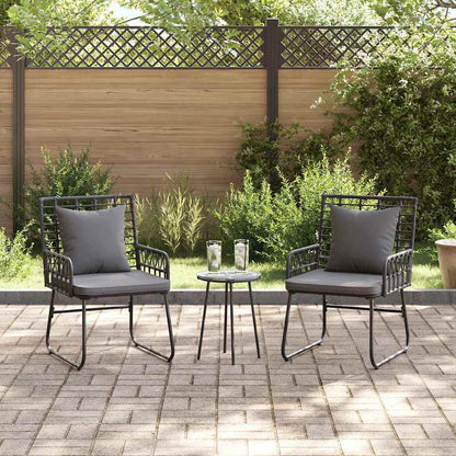 Garten Essgruppe 3 pcs Schwarz und Anthrazit Poly-Rattan, Stahl