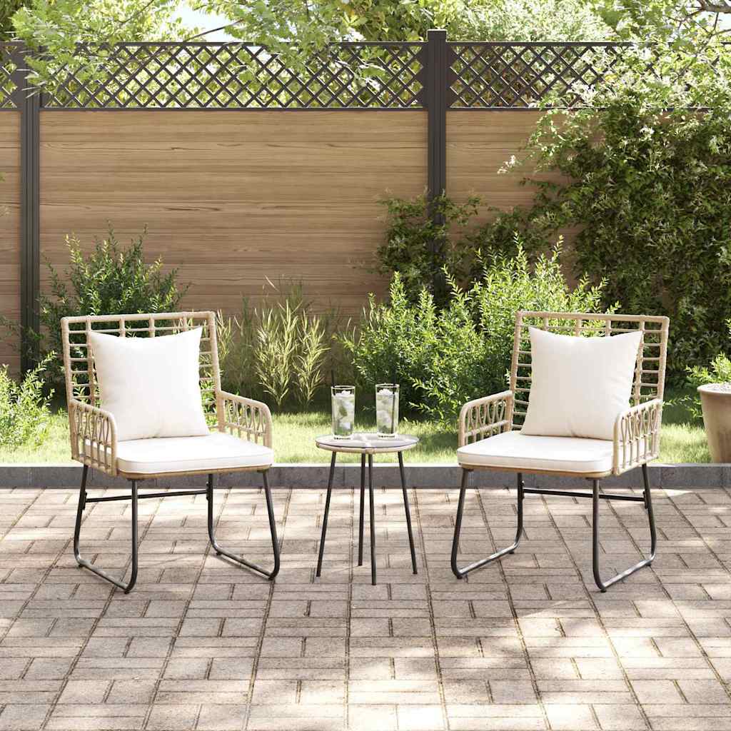 Garten Essgruppe 3 pcs Braun und Creme Poly-Rattan, Stahl
