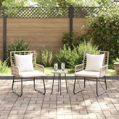Garten Essgruppe 3 pcs Braun und Creme Poly-Rattan, Stahl