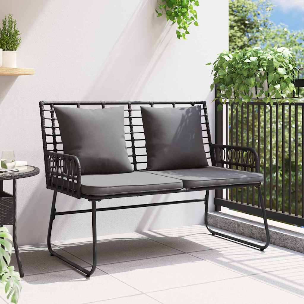 Gartenbank Schwarz und Anthrazit Poly-Rattan, Stahl