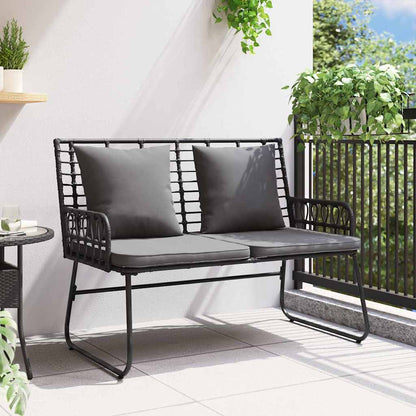 Gartenbank Schwarz und Anthrazit Poly-Rattan, Stahl