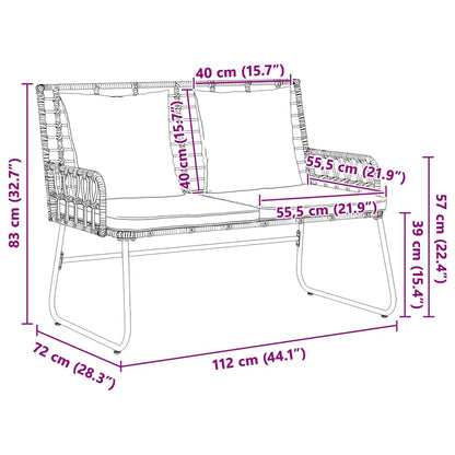 Gartenbank Schwarz und Anthrazit Poly-Rattan, Stahl