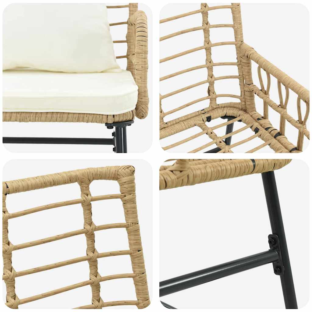 Gartenbank Braun und Creme Poly-Rattan, Stahl
