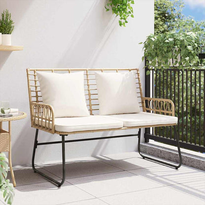 Gartenbank Braun und Creme Poly-Rattan, Stahl