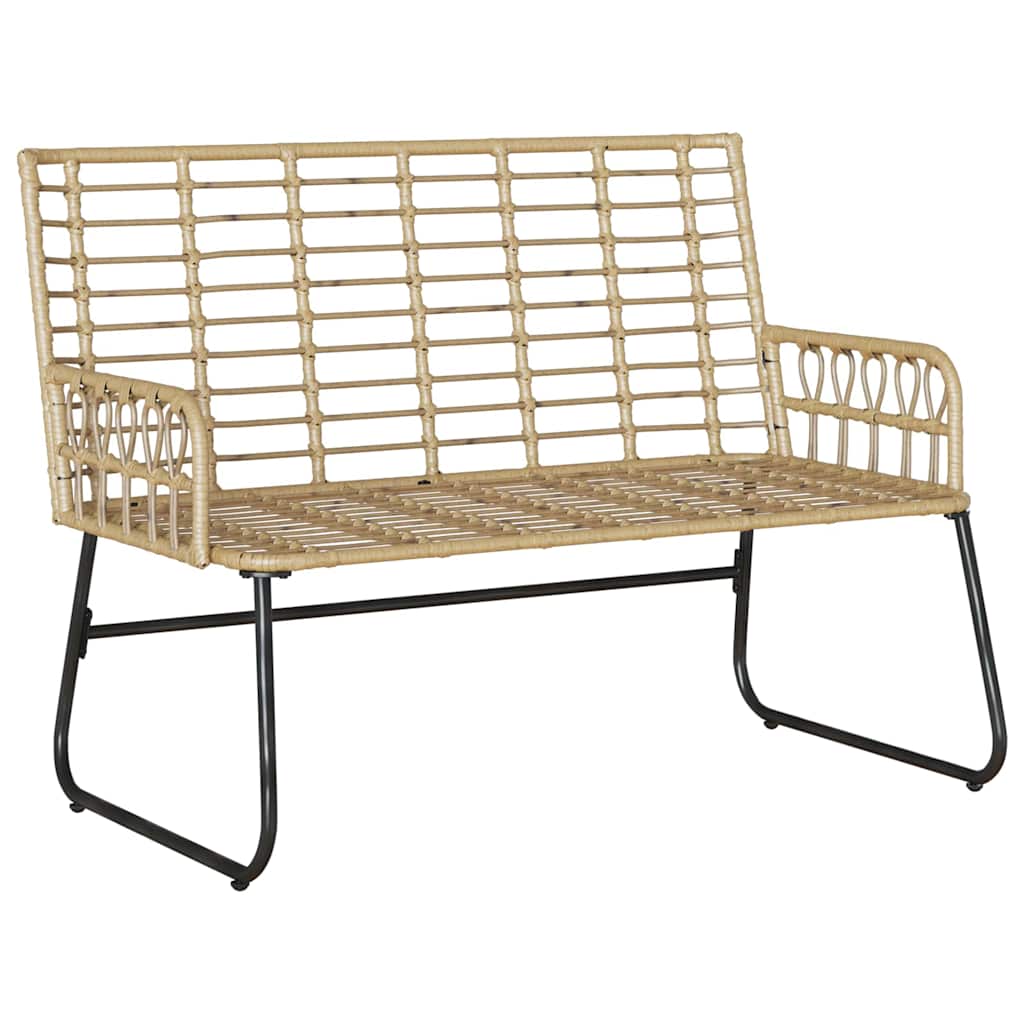 Gartenbank Braun und Creme Poly-Rattan, Stahl