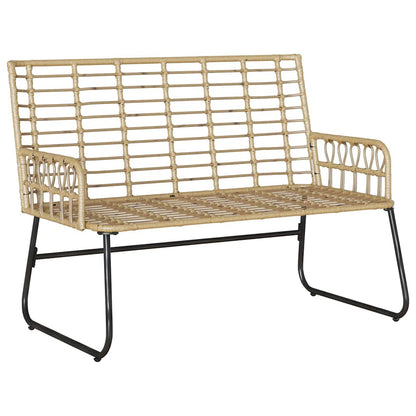 Gartenbank Braun und Creme Poly-Rattan, Stahl
