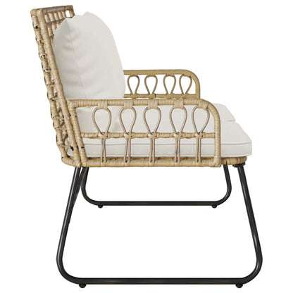 Gartenbank Braun und Creme Poly-Rattan, Stahl