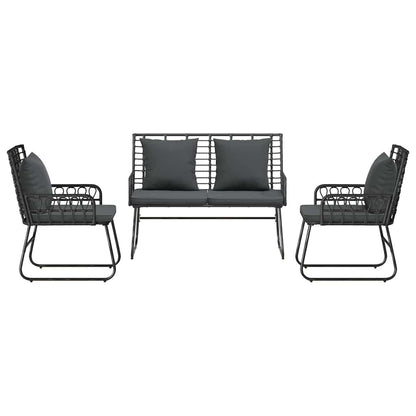 Garten Essgruppe 3 pcs Schwarz und Anthrazit Poly-Rattan, Stahl