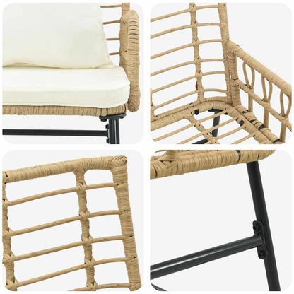Garten Essgruppe 3 pcs Braun und Creme Poly-Rattan, Stahl