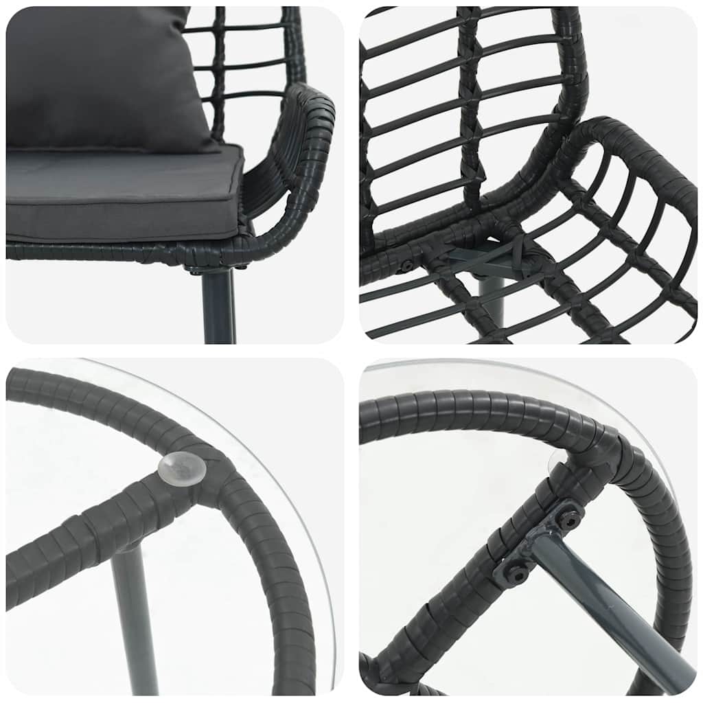 Garten Essgruppe 3 pcs Schwarz und Anthrazit