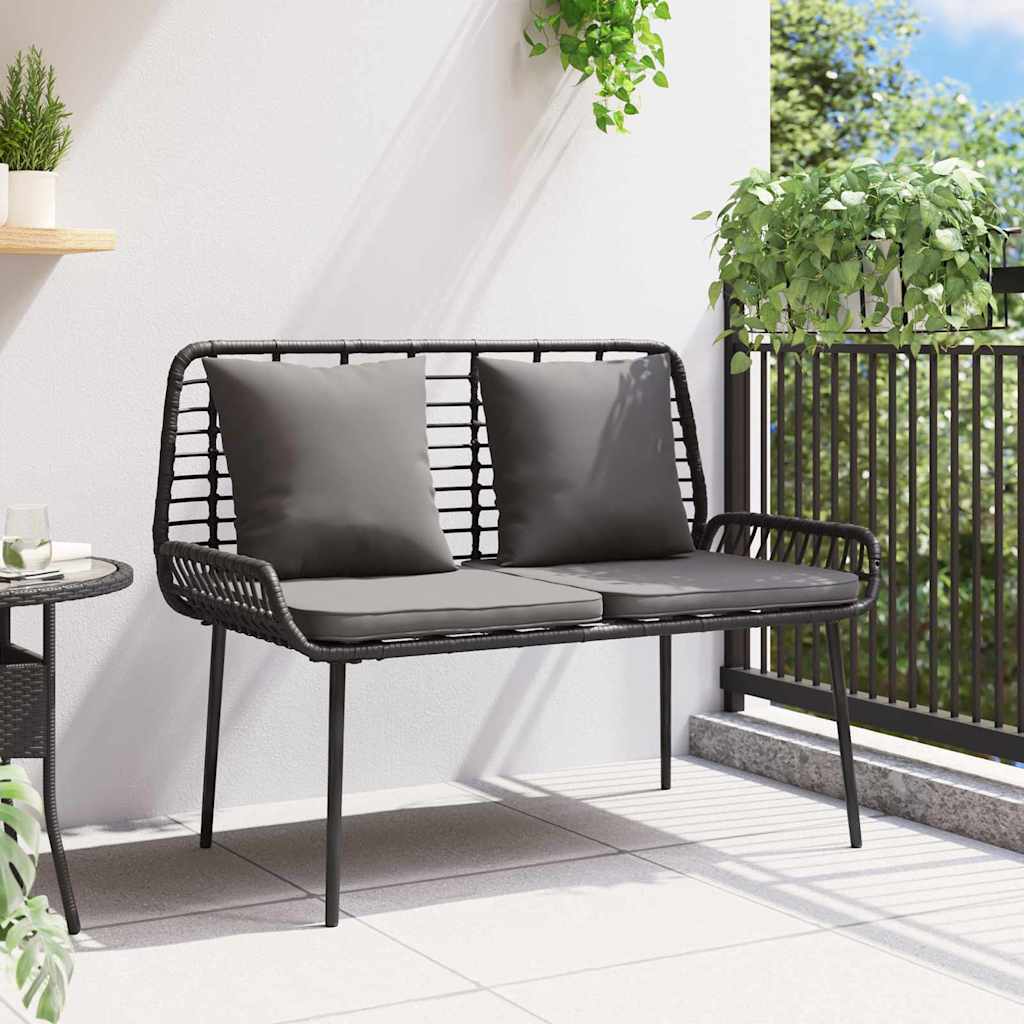 Gartenbank Schwarz und Anthrazit Poly-Rattan und Stahl