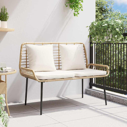 Gartenbank Braun Schwarz Creme Poly-Rattan und Stahl
