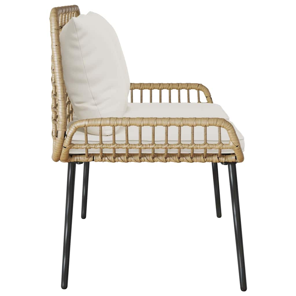 Gartenbank Braun Schwarz Creme Poly-Rattan und Stahl