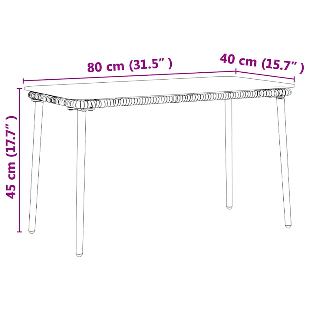 Gartentisch Schwarz 80 x 40 x 45.5 cm Poly Rattan
