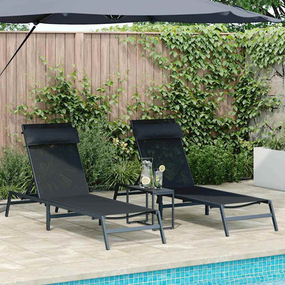 Sonnenliegen mit Tisch 2-Person 3 pcs Schwarz und Anthrazit