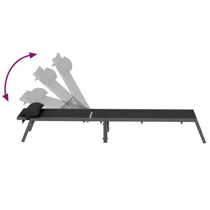 Sonnenliegen mit Tisch 2-Person 3 pcs Schwarz und Anthrazit