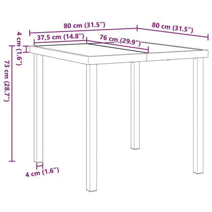 Gartentisch Schwarz 80 x 80 x 73 cm Massivholz Teak