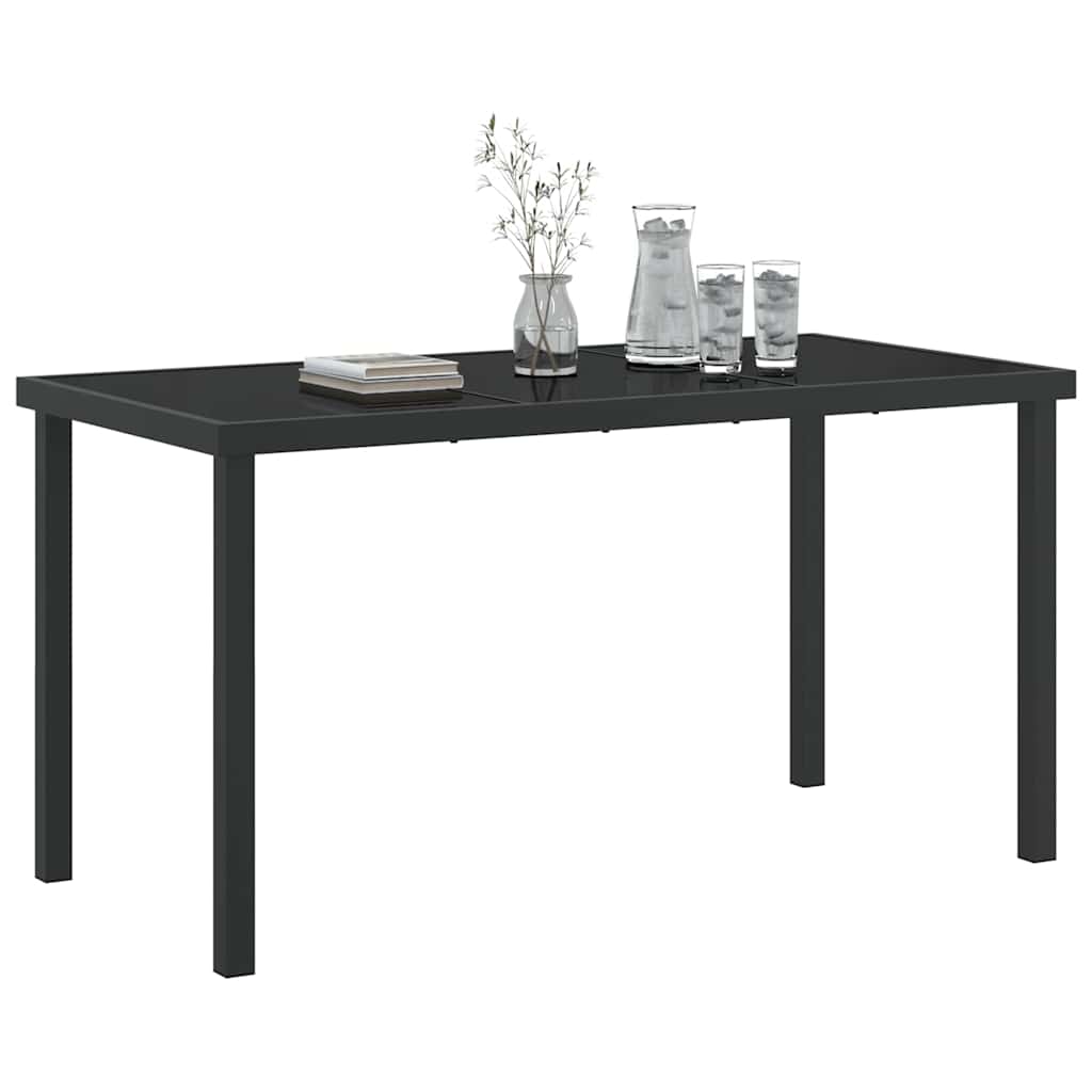 Gartentisch Schwarz 140 x 80 x 73 cm Massivholz Teak