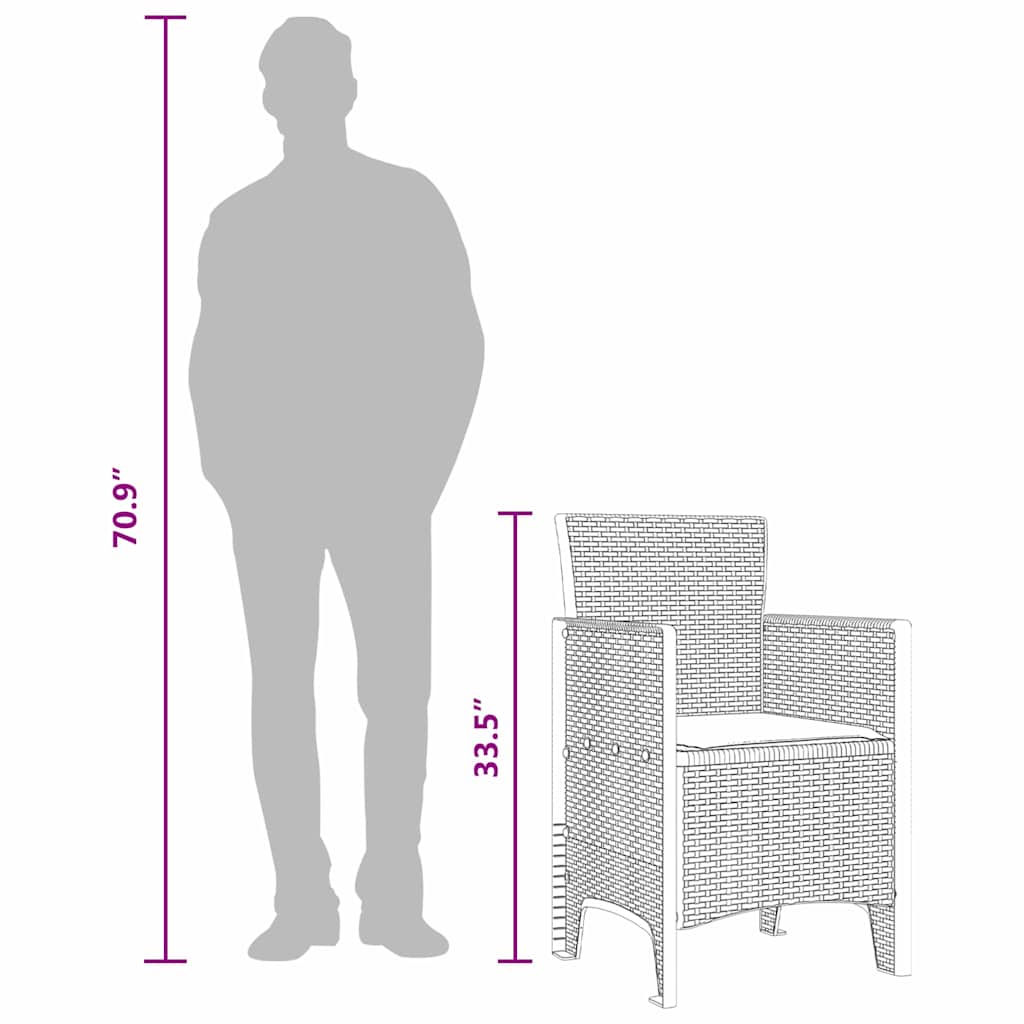 Gartenstuhl 2 pcs Braun 53 x 49 x 85 cm PP