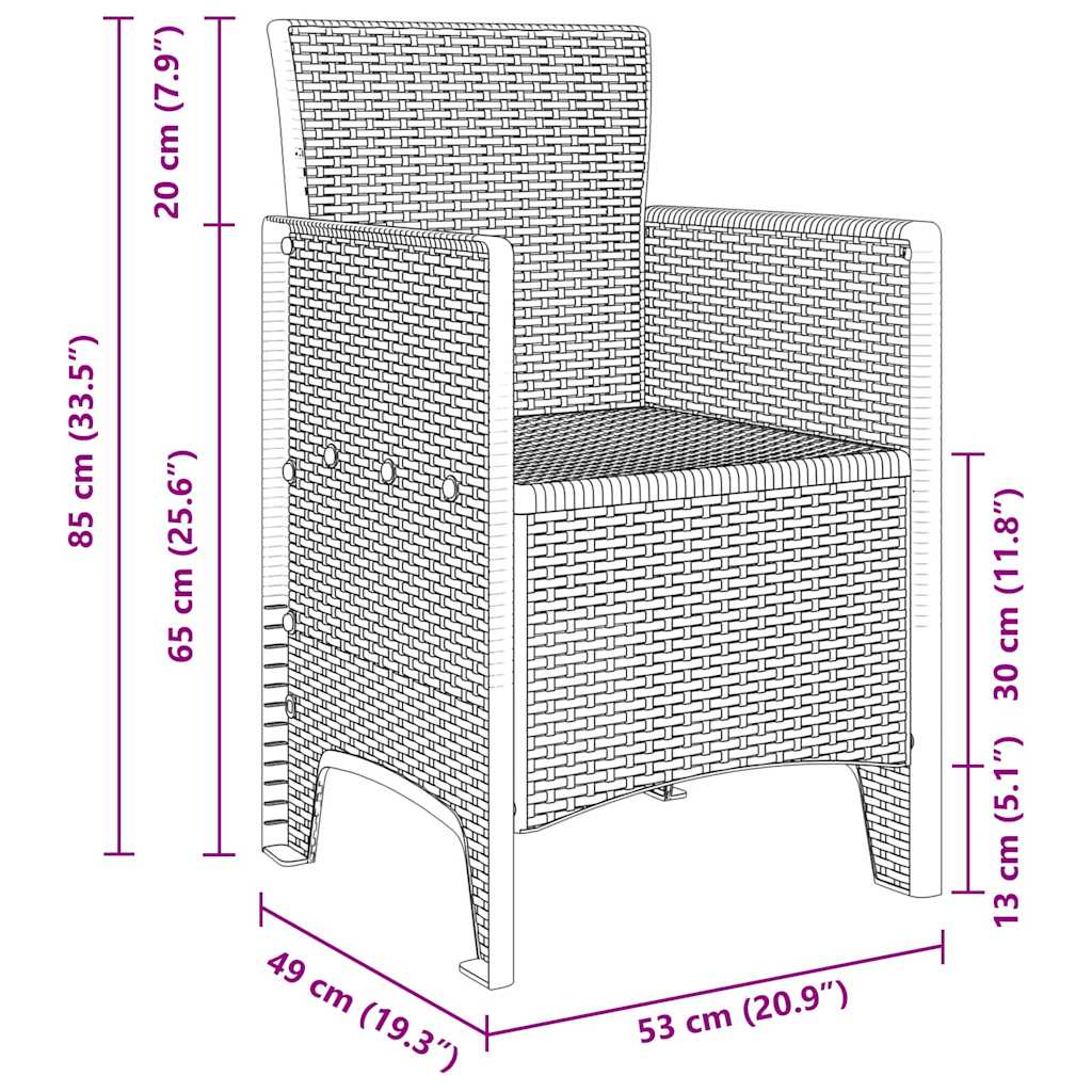 Gartenstuhl 4 pcs Hellgrau 53 x 49 x 85 cm PP