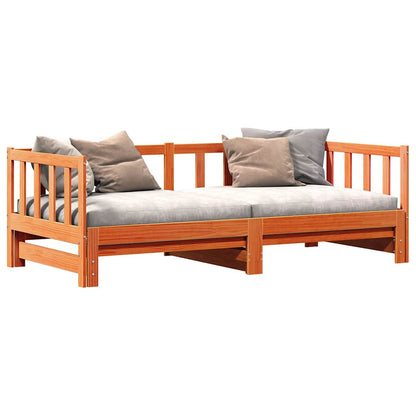 Tagesbett mit Ausziehbett Wachsbraun 90 x 200 cm