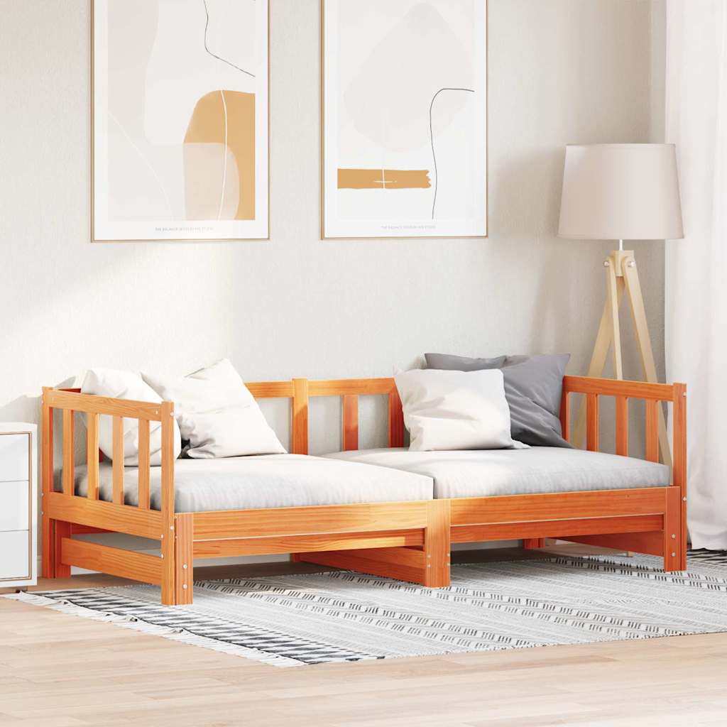 Ausziehbares Tagesbett Wachsbraun 2 x (90x190) cm