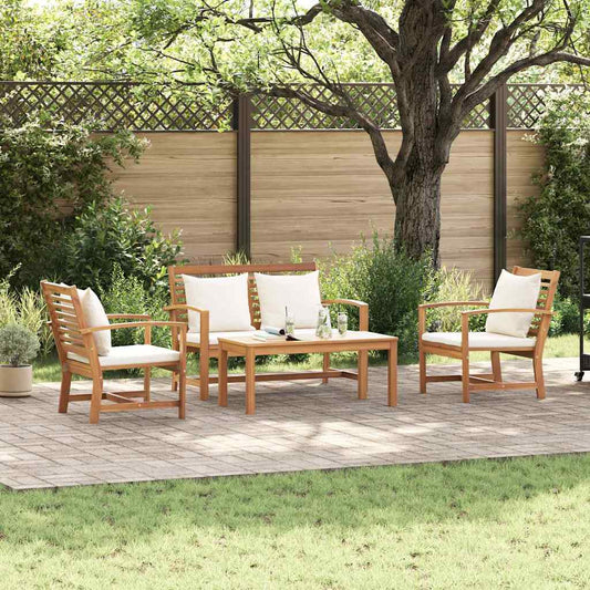 Garten-Sofa-Set 4 pcs Natur Teak-Massivholz