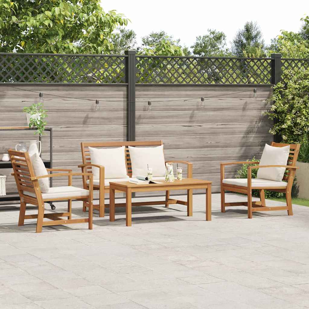 Garten-Sofa-Set 4 pcs Natur Teak-Massivholz