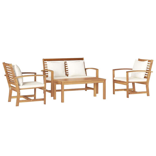 Garten-Sofa-Set 4 pcs Natur Teak-Massivholz