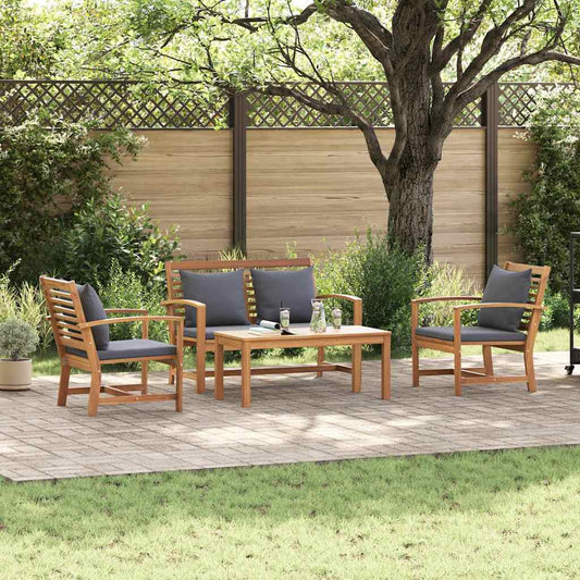 Garten-Sofa-Set 4 pcs Natur Teak-Massivholz