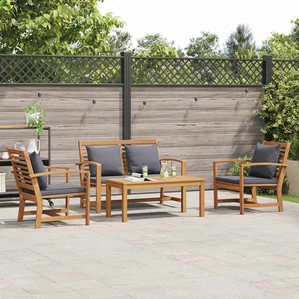 Garten-Sofa-Set 4 pcs Natur Teak-Massivholz