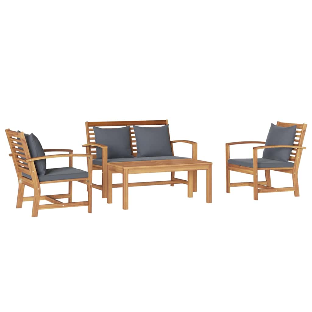 Garten-Sofa-Set 4 pcs Natur Teak-Massivholz