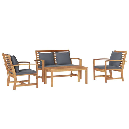 Garten-Sofa-Set 4 pcs Natur Teak-Massivholz