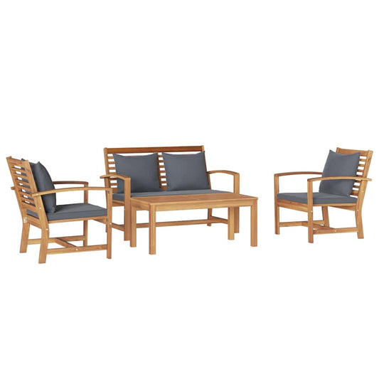 Garten-Sofa-Set 4 pcs Natur Teak-Massivholz