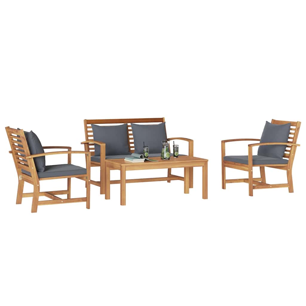 Garten-Sofa-Set 4 pcs Natur Teak-Massivholz