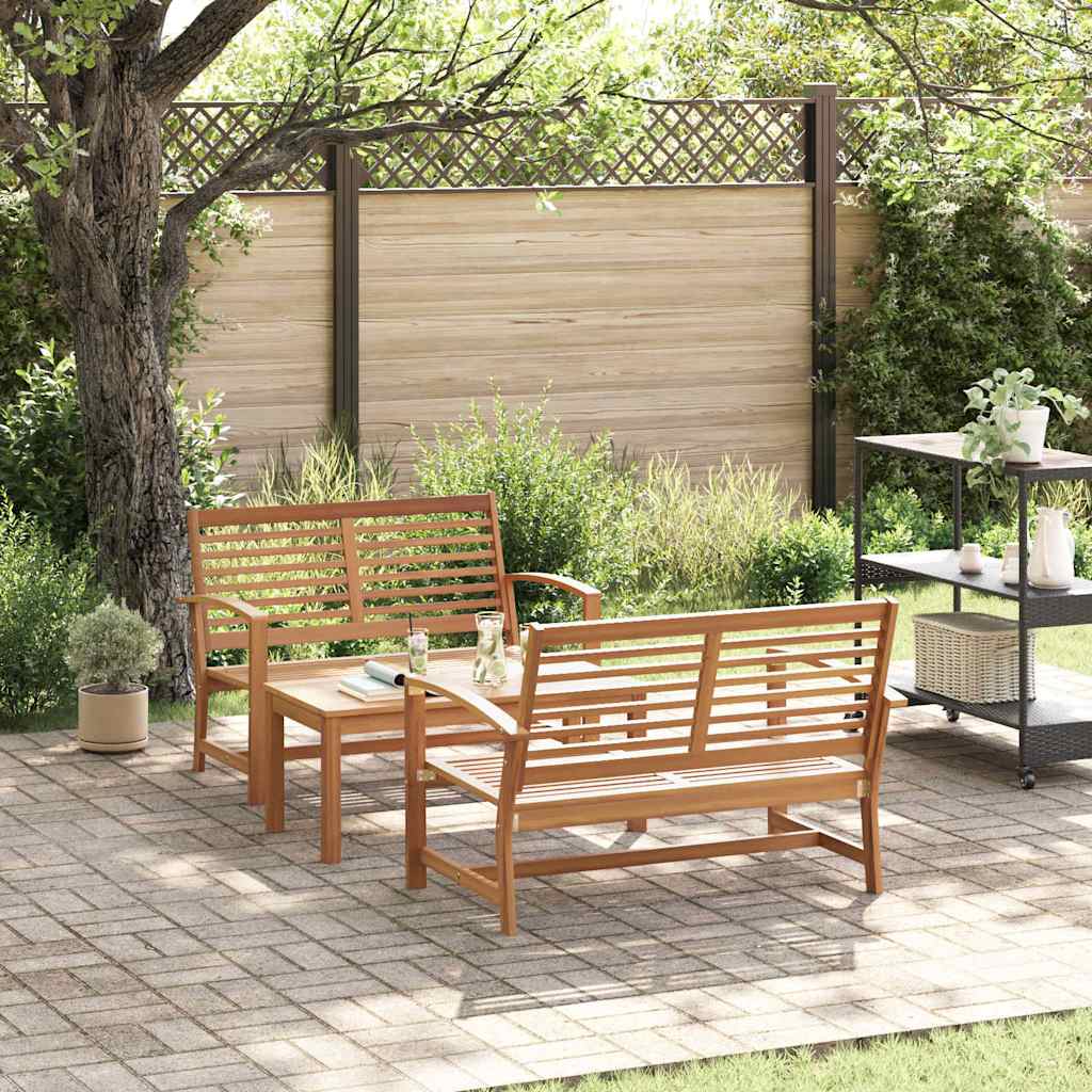 Garten-Sofa-Set 3 pcs Natur Teak-Massivholz