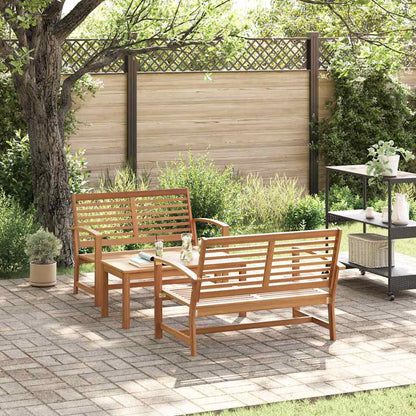 Garten-Sofa-Set 3 pcs Natur Teak-Massivholz