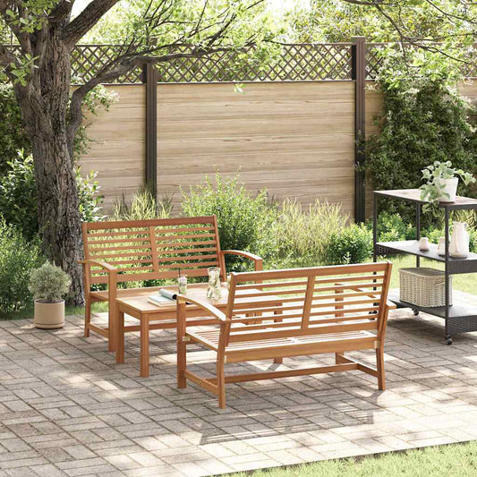Garten-Sofa-Set 3 pcs Natur Teak-Massivholz