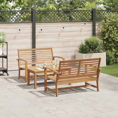 Garten-Sofa-Set 3 pcs Natur Teak-Massivholz