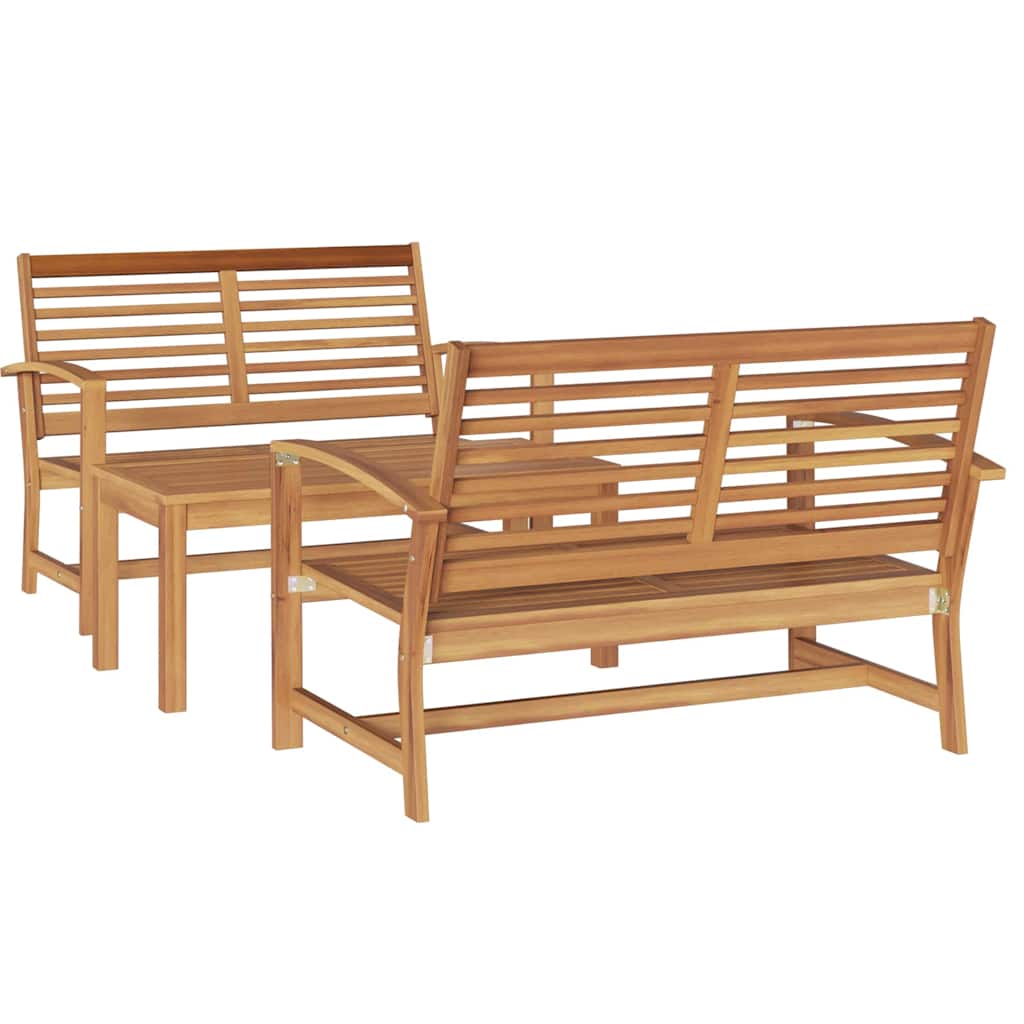 Garten-Sofa-Set 3 pcs Natur Teak-Massivholz