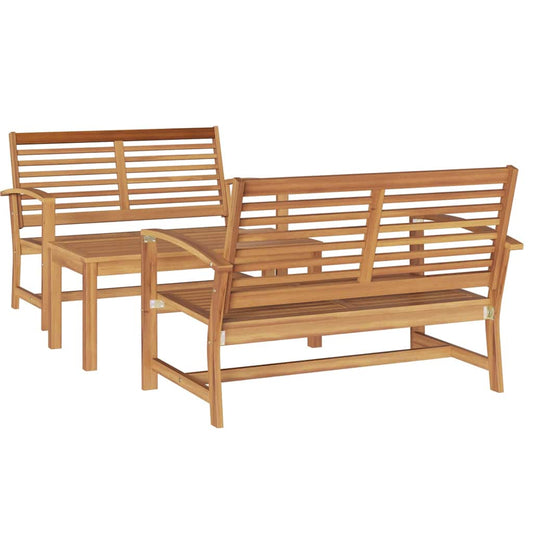 Garten-Sofa-Set 3 pcs Natur Teak-Massivholz