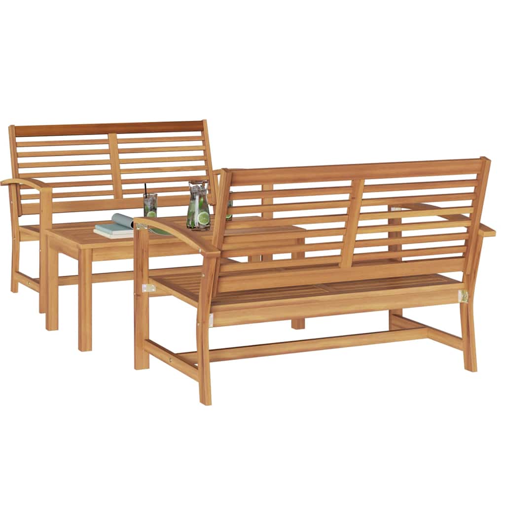 Garten-Sofa-Set 3 pcs Natur Teak-Massivholz