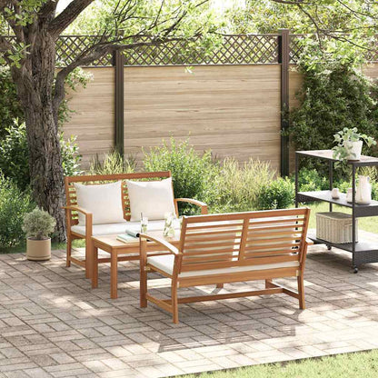 Garten-Sofa-Set 3 pcs Natur Teak-Massivholz