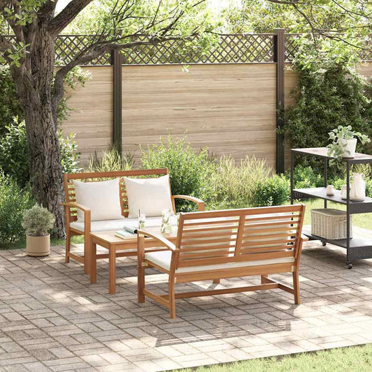 Garten-Sofa-Set 3 pcs Natur Teak-Massivholz