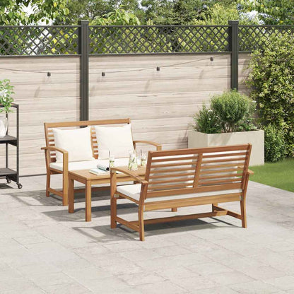 Garten-Sofa-Set 3 pcs Natur Teak-Massivholz