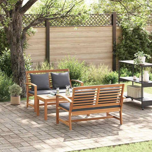 Garten-Sofa-Set 3 pcs Natur Teak-Massivholz